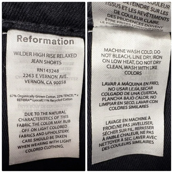 NWT Reformation Jeans Wilder High Rise Relaxed Jean Denim Shorts in Vana - Picture 11 of 11